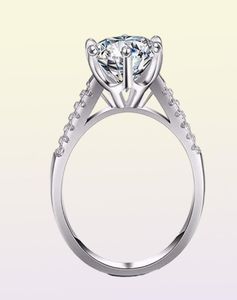 YHAMNI Pure Solid 925 Silver Rings Set Big 2 ct Diamond Engagement Ring Real Silver Wedding Rings for Women XJR0393094802