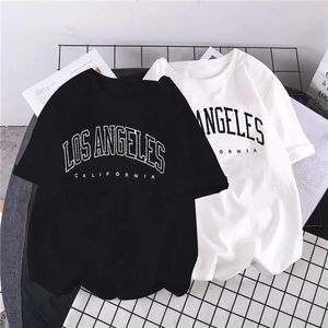 Los angeles mode män t-shirts usa brev tryck kort ärm grafisk bomull t shirt sommar y2k toppar kvinnor överdimensionerade t-shirt 240409