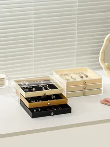 Caixas de armazenamento Epeiushome transparente acrílico jóia caixa de mesa de mesa de colar de colar de mesa de anel de anel nórdico nórdico