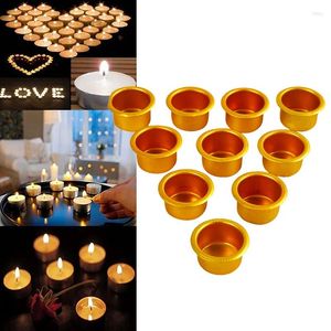 Candle Holders 5/10Pcs Mini Golden Cup Holder Reusable DIY Making Trays Candlestick Accessory Candles Container