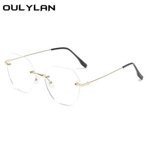 Fashion Sunglasses Frames Oulylan Metal Frame Transparent Glasses Men Women Blue Light Blocking Eyeglasses Rimless Eyewear Clear L256n