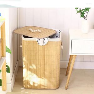 Bolsas de lavanderia 1 conjunto de roupas sujas cestas de armazenamento saco de lavagem de bambu cestas de banheiro grande cesto