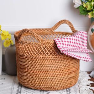 Bolsas de lavanderia Rattan Storage Basket Cesta de planta de planta roupas de brinquedo Organizador do quarto do banheiro para decoração de casa