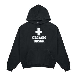 Men's Hoodies Grailz G/R23ss Washed Old Cross Print Hooded Crowd Sweater Silhouette Hoodie Vibe Style