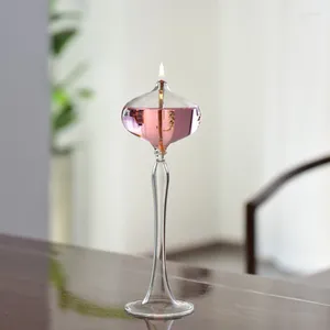 Świecane uchwyty szklane lampa olejowa europejska kreatywna dekoracja ślubna nordycka romantyczna prosta nowoczesne stół domowy masło bezdymne