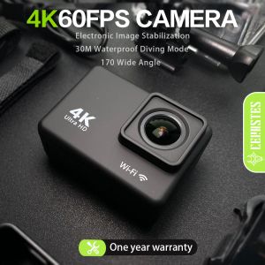 Kameralar Cerastes Action Camera 4K 60 FPS WiFi Antishake Uzaktan Kumanda Ekranlı Su Geçirmezlik Spor Kamera Sürücü Kaydedici EIS