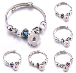 Charm Bracelets Elastizität Snapknopf Armband Herzkristall Armreifen Perlen Schmuck Making 18mm Knöpfe1438571