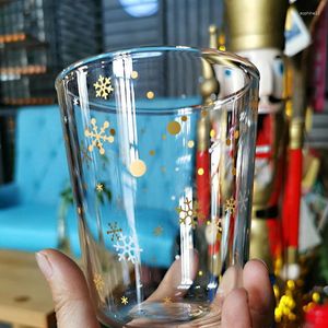 Wine Glasses 350ml Creative Snow Glass Christmas Star Water Cup High Temperature Mug Tree Wishing Xmas Gifts