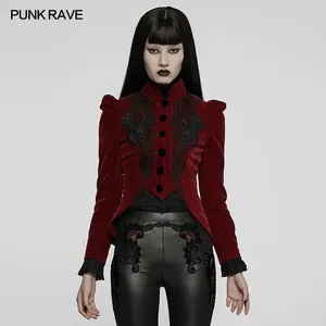 Women's Jackets PUNK RAVE Gothic Weft Velvet Jacket Exquisite Lace Decoration Fashion Warm Coats Women Clothes Spring/Autumn Outerwear