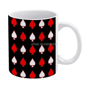 Kupa Maça (Kırmızı ve Beyaz) Kahve Seramik Kişiselleştirilmiş 11 Oz Kupa Süt Sütü Kupa İçecek Seyahat Kraliyet Kral Q