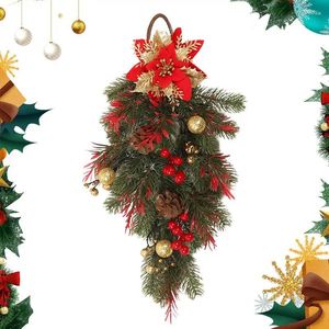 Decorative Flowers Christmas Wreaths Upside Down Tree Door Teardrop Swag Create A Mood Perfect For Wall Fireplace Stairs
