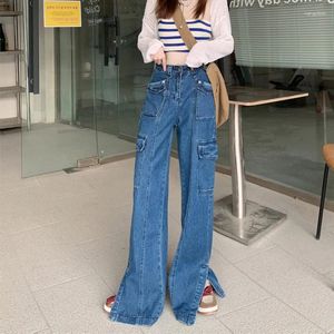Jeans womans flare donna y2k pantaloni abbigliamento femminile streetwear coreano gamba dritta gamba alta 2024