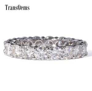 Transgems Classic 14K 585 White Gold 4mm F Colore Moissanite Eternity Wedding Chand for Women Gift Eternity Band IMPLEGNAble Eternity Y190612036093920