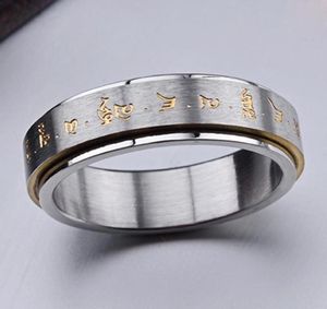 Moda erkekler Buda rotasyon eğirme mantrası mektup yüzüğü titanyum çelik güzel mücevher hediyesi ll17 küme yüzükleri8622531