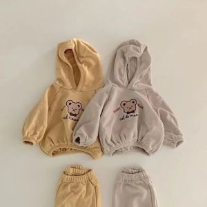 Trousers MILANCEL 2022 Baby Girls Clothes Bear Hoodie and Pants 2Pcs Newborn Boys Sets Casual Sweatshirt Suit
