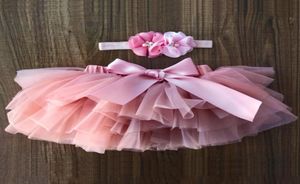 Baby flickor tutu kjol med pannband spädbarn nyfödda blöjor täcker korta tyllblomare och blomma barn fest pograf kläder8208244