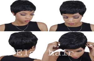 Cabelo real Humano Pixie curta Cut Wig peruano Máquina cheia feita sem glútera Nenhuma renda Frente Afro -American Bob Wigs8668319