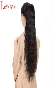 LOVE ME Long Curly Ponytail Hair Synthetic Drawstring Ponytail Clip in Hairpiece Curly Wave Ponytail For Women 2101086592723