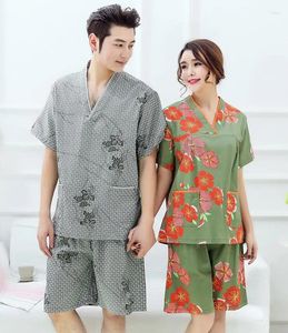 Home Clothing 2024 Summer Casual Sexy Couples Pyjamas Women Kimono Robes Sets Gauze Cotton Breathable Japanese Pajamas