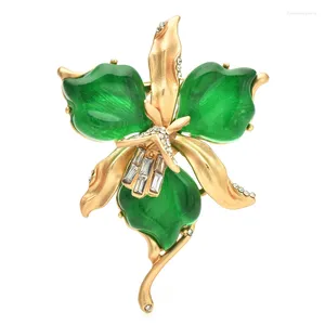 Spille Wulibaby Resin Orchid Flower for Women UNISEX Bellissimi piante da festa Bellissima Piatte per le spille per spille