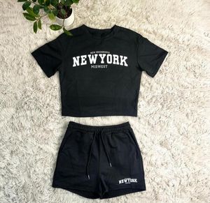 gorące kobiety w New York Shorts Sets Summer krótkie koszulki o krótkim rękawie+szorty ołówkowe dwuczęściowy zestaw dresowy strój nogawki dla kobiet jogging garnitur