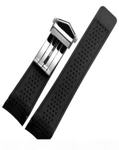 W Stock Watch Bands 22 mm 24 mm Paspty do obserwacji czarnych silikonowych otworów gumowych gumowych pasków pasmo stalowe zastępcze 9493412