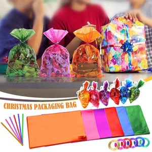 Adesivos de janela de Natal celofane wrap roll colorido bolsa de embalagem presentes cestas artesanato artesanato de papel de papel de papel adereços