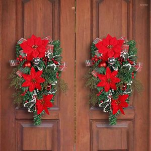 Flores decorativas Decoração de Natal Flor Wreath Vine pendurada guirlanda artesanal artesanato por porta de árvore em casa Arte Navidad Decoração de férias
