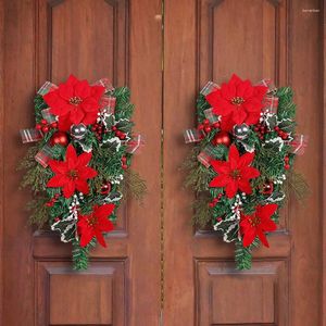 Decorative Flowers Christmas Decoration Flower Wreath Vine Hanging Garland Artificial Crafts Tree Door Home Art Navidad Holiday Decor