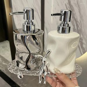 Liquid Soap Dispenser Silver Ceramic Lotion Water Bottle Bathroom Accessories Household Container Home El Makeup Remover Shampoo Storage Jar