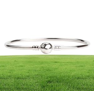 Sterling Silver Women Bangle With Original Box Fashion Mens Armbands logotyp Stamped For Beads Armband European Charms8521186