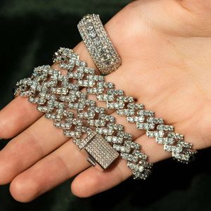 Heißer Verkauf von 925 Sterling Silber gekühltem Moissanit -Diamantketten Schmuck 10mm VVS Moissanit Kubanische Verknüpfungskette für Männer