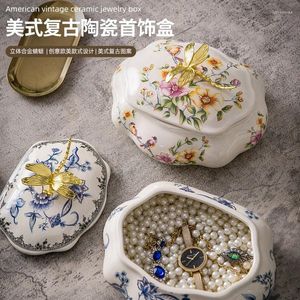 Vases Ceramic Jewelry Box European Dressing Table Small Accessory American Retro Moonlight Treasure Ring Storage