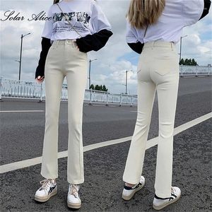 Jeans femininos 2024 Autumn High-Gaisted Micro-FLARE LEGA VEZ DA PISTA VEZ FLIM E LIMPADOR DO TORNO