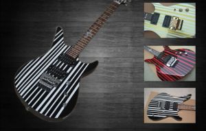 Cabos Custom 6 String Black Guitar, folheado de listras, ponte Tremolo, captadores H H, Bats Inlay, 2 Switch