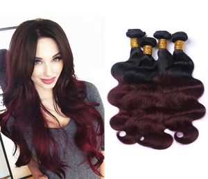 Itens de venda Ombre Ombre Red Red Colored Hair 4 Pacotes Body Wave 1B99J Cabelo virgem brasileiro Pacotes coloridos estens5291610