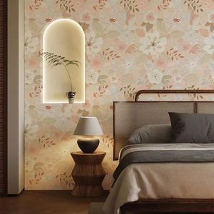 Wallpapers Pastoral Style Peel And Stick Wallpaper Removable Pink/Green Floral Leaves Self Adhesive For Cabinet Decoration