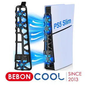 Stands BEBONCOOL For SONY PS5 Slim Cooling Fan with LED Light Efficient Cooling System Fans Rear Cooling Console Accessories