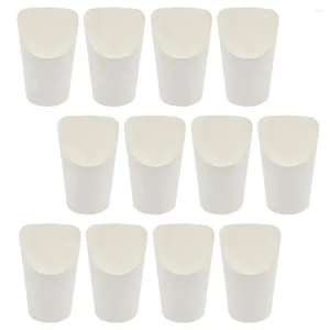 Disposable Cups Straws 50 Pcs French Fry Chip Cup Takeaway Kraft Paper Fries Mug Box 11.8x8.3cm Mugs White Oblique