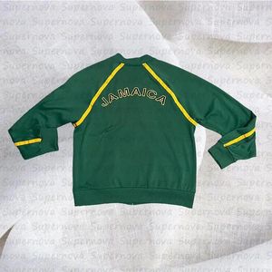 Women's Jackets Vintage Jamaica Aesthetic Sweatshirt Two-color Letter Embroidery Loose Graphic Zipper Hoodie 2024 Retro