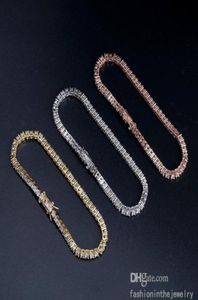 Pulseiras de pulseira de tênis Pulseiras de diamante para mulheres Presente de jóias de luxo 3 4 5 6 mm 7 polegadas Moda Moissanite Gold Zircon 6390584