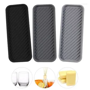 Kitchen Storage 23 9cm Silicone Sink Holder Soap Dispenser Countertop Tray Bathroom Shower Shampoo Bottle Draining Pad