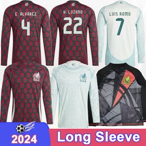 2024 Mexico Long Sleeves Soccer Jerseys H. LOZANO G.OCHOA ARAUJO RODRIGUEZ E.SANCHEZ J.VASQUEZ J.SANCHEZ O.PINEDA Home Away Goalkeeper Football Shirts