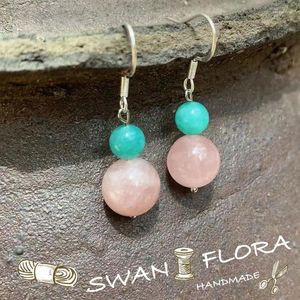 Dangle Earrings Natural Rose Quartz Freshwater Pearl Silver 925 Original Gemstone Women High Quality Jewelryデザイン手作り