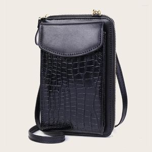 Umhängetaschen Frauen Taschen Taschen Feste Farbe Leder Geldbörsen Mobiltelefone Große Kartenhalter Brieftaschenhandtaschen Taschen Geldmünzen Mädchen