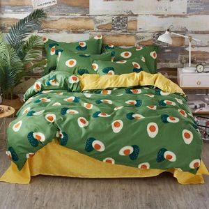 Defina a cama geométrica de frutas geométricas de 3/4pcs Conjunto de listras de listras de listras e travesseiros tamanho do edredom postal king size