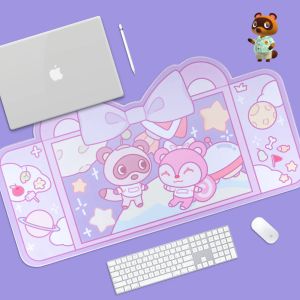 Repousa extra grande mouse kawaii mouse pad fofo pastel roxo space tom xxl mesa tape de água à prova de água não -laptop acessórios de mesa de laptop