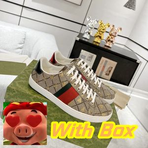 Casual Box Bee Ace Designer Low Mens Womens Shoes High Quality Tiger broderade svarta vita gröna ränder Walking Sneakers