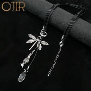 Hänge halsband koreanska mode silver färg slända suspension hänger tillbehör för kvinnor vintage smycken trendprodukter