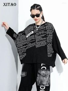 Camicie da donna xitao Letter patchwork Shirt da donna Personalità alla base di moda All Match Batwing Sleeve 2024 Spring Tee Fan Zp3258